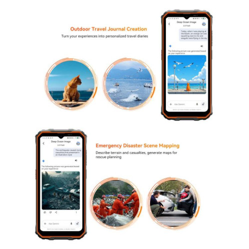  Blackview Oscal Marine 2, 8 Go + 256 Go, écran 6,56 pouces, Android 15, processeur Unisoc UMS9230E T615 Octa Core, réseau : 4G, OTG, NFC (Orange) SB933E1049-033